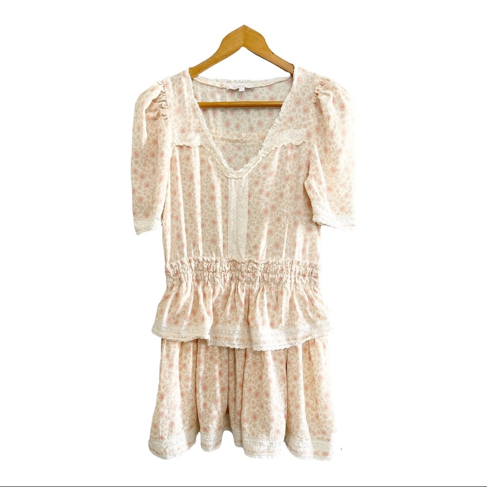 Olivaceous Cream Floral Mini Dress